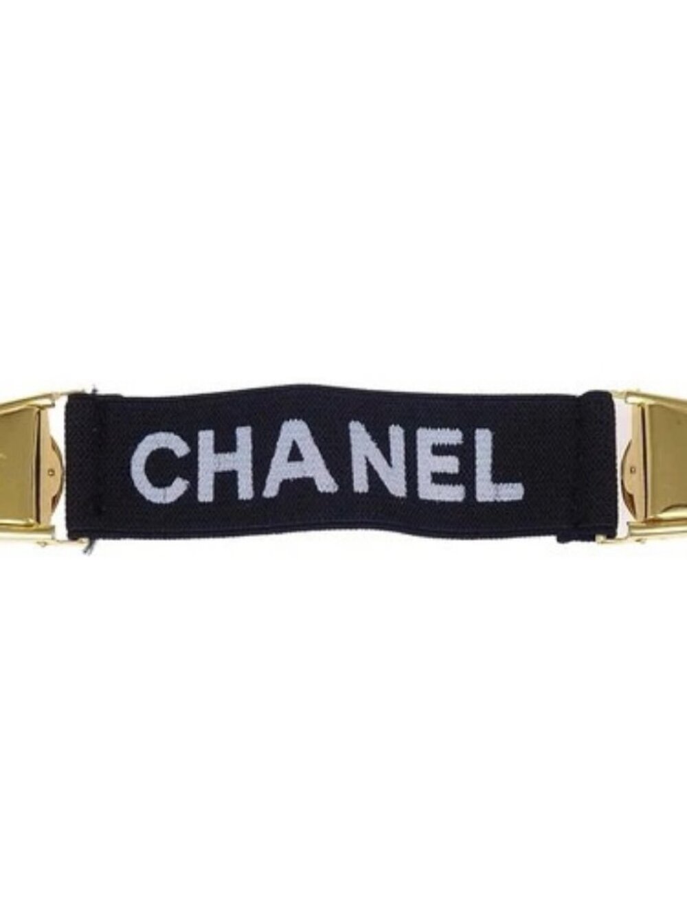 Chanel Black Canvas Logo Clip Armband Wristband 33 T04474
